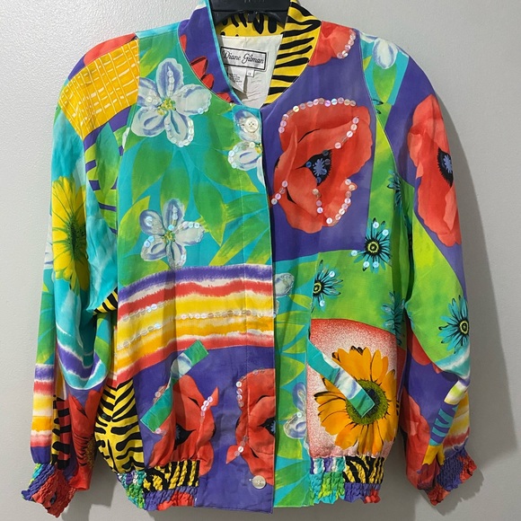Diane Gilman Jackets & Blazers - VTG Diane Gilman 100% Silk Sequin Bomber Jacket